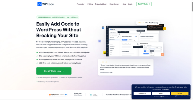 Security scan screenshot of https://wpcode.com