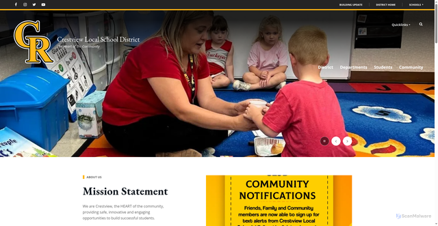 Security scan screenshot of https://www.crestviewlocal.k12.oh.us/