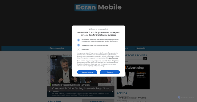 Security scan screenshot of https://www.ecranmobile.fr