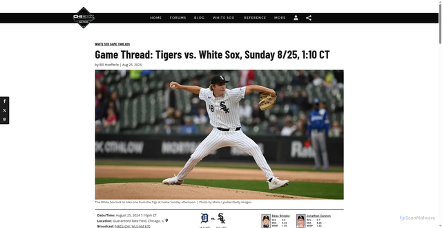 Security scan screenshot of https://chisoxnation.com/game-thread-tigers-vs-white-sox-sunday-8-25-110-ct/