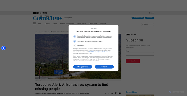 Security scan screenshot of https://azcapitoltimes.com/news/2025/07/10/turquoise-alert-arizonas-new-system-to-find-missing-people/