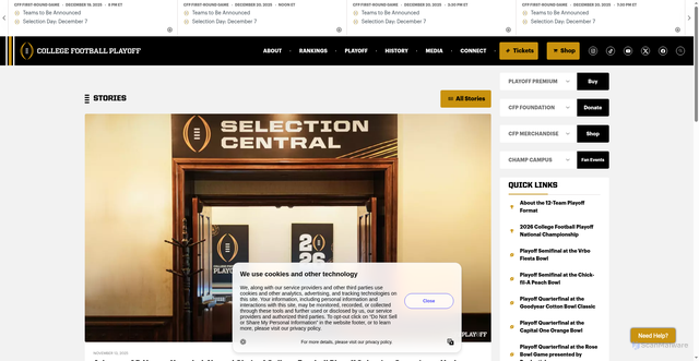 Security scan screenshot of https://collegefootballplayoff.com/