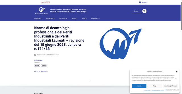 Security scan screenshot of https://www.peritindustriali.sassari.it/