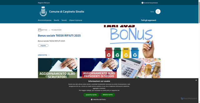 Security scan screenshot of https://www.comune.carpinetosinello.ch.it/it