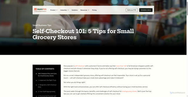 Security scan screenshot of https://www.marktpos.com/blog/self-check-out-101