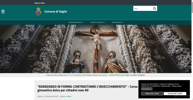 Security scan screenshot of https://www.comune.veglie.le.it/