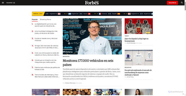 Security scan screenshot of https://forbes.com.ec