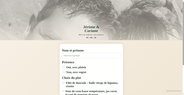 Security scan screenshot of http://mariage-jerome-corinne.fr/