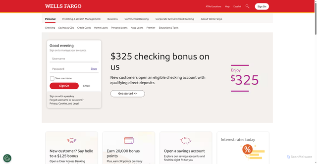 Security scan screenshot of https://www.wellsfargo.com