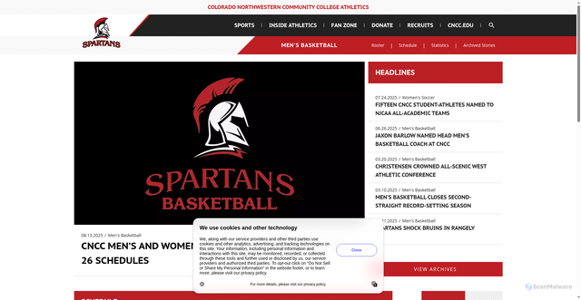Security scan screenshot of https://athletics.cncc.edu/sports/mens-basketball