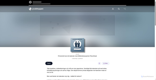 Security scan screenshot of https://poddtoppen.se/podcast/1791316084/ledarskap-i-praktiken/fa-kontroll-over-din-kalender-med-effektivitetsexperten-petra-brask
