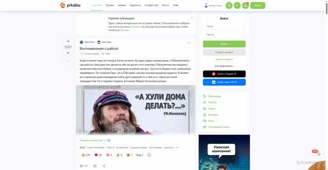 Security scan screenshot of https://cs19.pikabu.ru