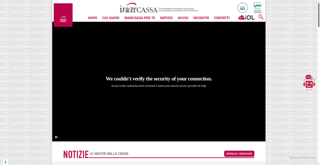 Security scan screenshot of https://www.inarcassa.it/