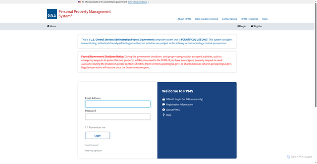 Security scan screenshot of https://ppms.gov/
