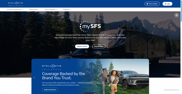 Security scan screenshot of https://www.stellantis-fs.com