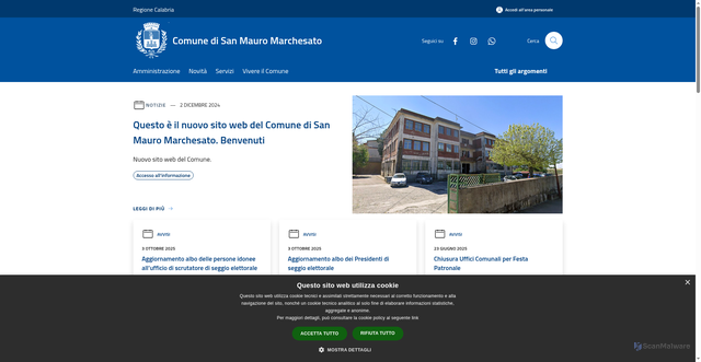 Security scan screenshot of https://www.comune.sanmauromarchesato.kr.it/it