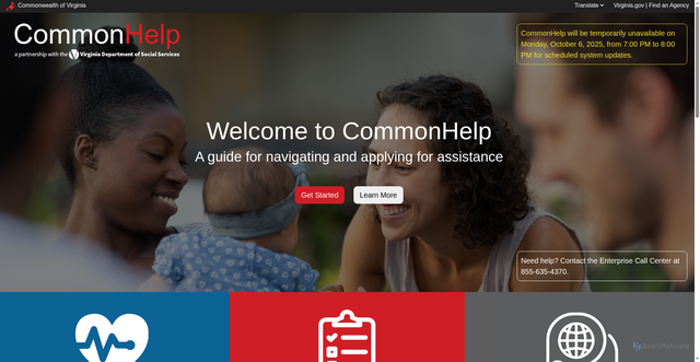 Security scan screenshot of https://commonhelp.virginia.gov/
