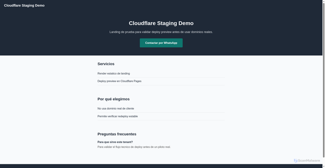 Security scan screenshot of https://frazzo-cf-staging-demo.pages.dev/