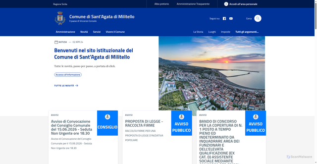Security scan screenshot of https://www.comune.santagatadimilitello.me.it