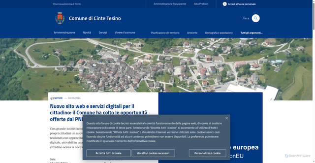 Security scan screenshot of https://www.comune.cintetesino.tn.it/