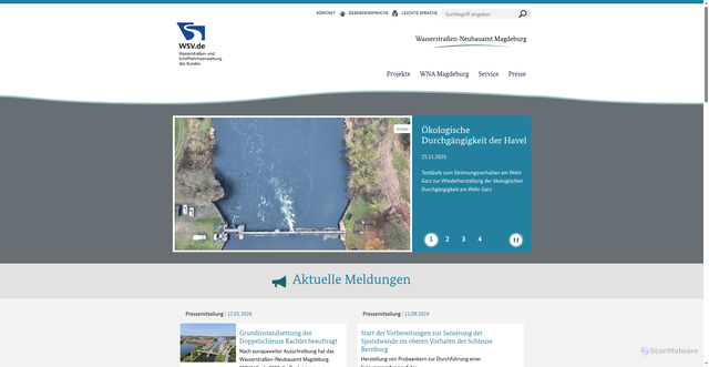 Security scan screenshot of https://www.wna-magdeburg.wsv.de/Webs/WNA/WNA-Magdeburg/DE/Startseite/startseite_node.html