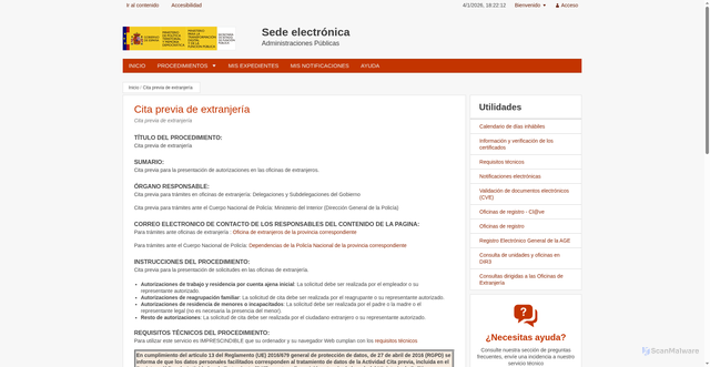Security scan screenshot of https://sede.administracionespublicas.gob.es/pagina/index/directorio/icpplus