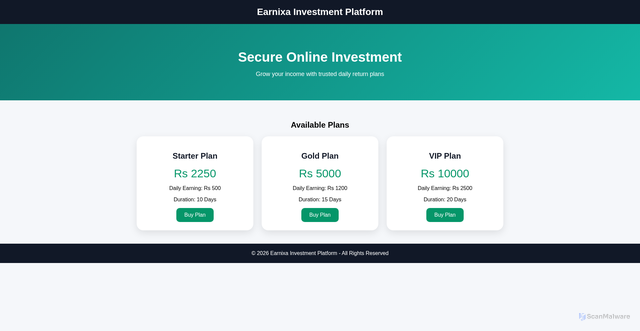 Security scan screenshot of https://earnixaeasy-db6yaaufa0.edgeone.app/