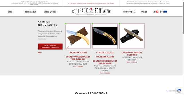 Security scan screenshot of https://couteaux-fontaine.com
