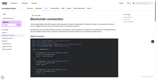Security scan screenshot of https://metamask-docs-45ta0ykbu-consensys-ddffed67.vercel.app/embedded-wallets/sdk/node/blockchain-connection/