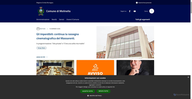 Security scan screenshot of https://www.comune.molinella.bo.it/it