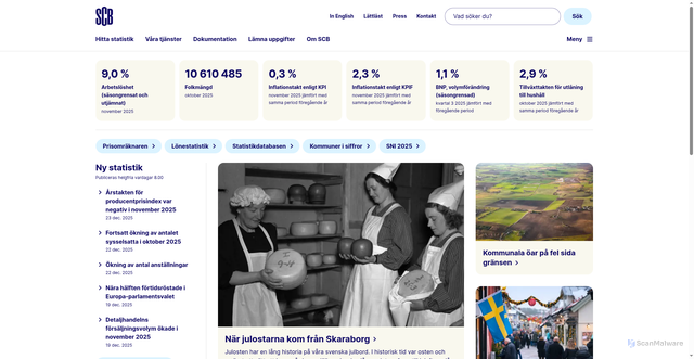 Security scan screenshot of https://www.scb.se/