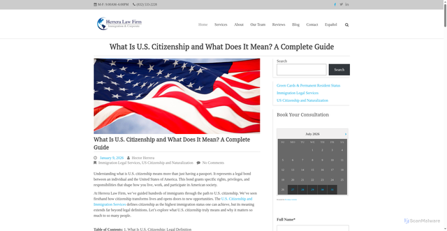 Security scan screenshot of https://herrerafirm.com/what-is-us-citizenship/