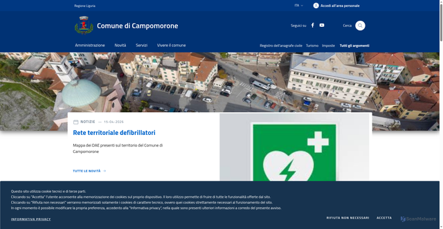 Security scan screenshot of https://www.comune.campomorone.ge.it