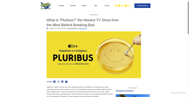 Security scan screenshot of https://www.powerfmballarat.com.au/trending/entertainment/what-is-pluribus-the-newest-tv-show-from-the-mind-behind-breaking-bad/