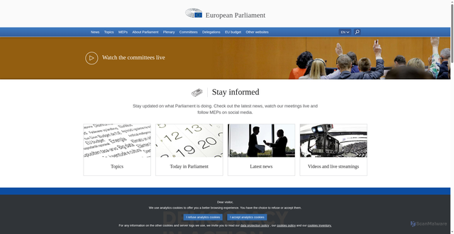 Security scan screenshot of http://www.europarl.europa.eu