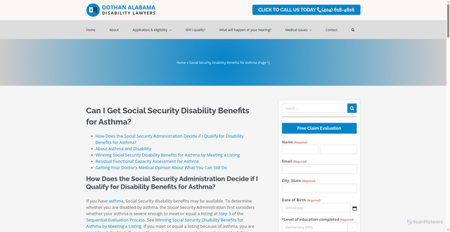 Security scan screenshot of https://dothanalabamadisabilitylawyers.com/asthma/