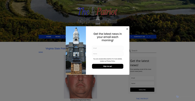 Security scan screenshot of https://pcpatriot.com/virginia-state-police-obtain-warrants-for-missing-football-coach/