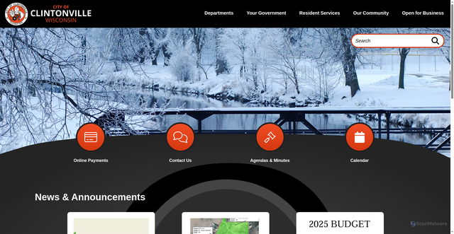 Security scan screenshot of https://clintonvillewi.gov/