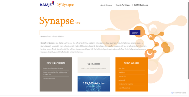 Security scan screenshot of https://synapse.koreamed.org