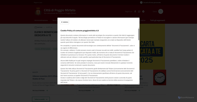Security scan screenshot of https://comune.poggiomirteto.ri.it/