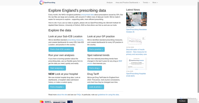 Security scan screenshot of https://openprescribing.net