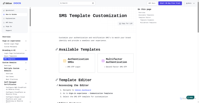 Security scan screenshot of https://ssojet-docs.pages.dev/en/how-to-guides/branding/sms-template/