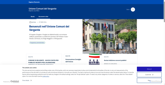 Security scan screenshot of https://www.unionecomunidelvergante.it/