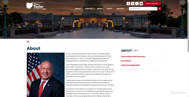 Security scan screenshot of http://taylor.house.gov/about