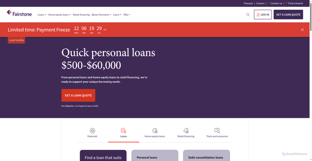 Security scan screenshot of https://fairstone.ca