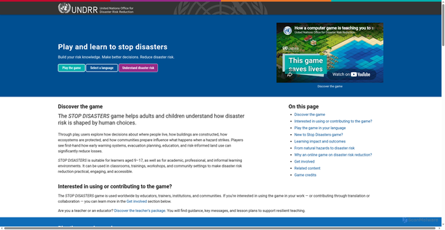 Security scan screenshot of https://www.stopdisastersgame.org