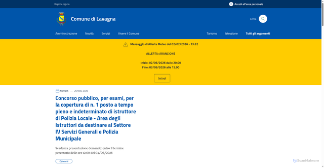 Security scan screenshot of https://www.comune.lavagna.ge.it
