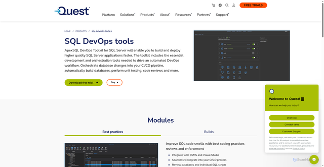 Security scan screenshot of https://apexsql.com