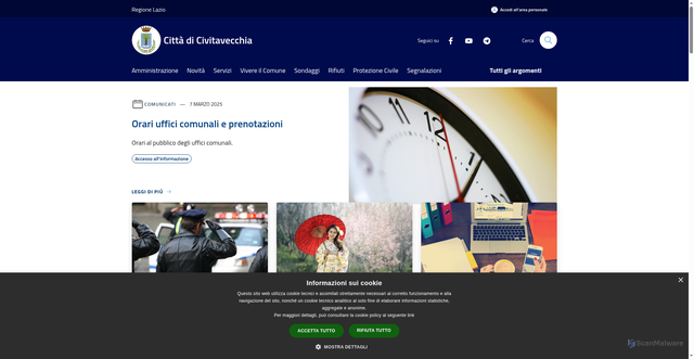 Security scan screenshot of https://www.comune.civitavecchia.rm.it/it