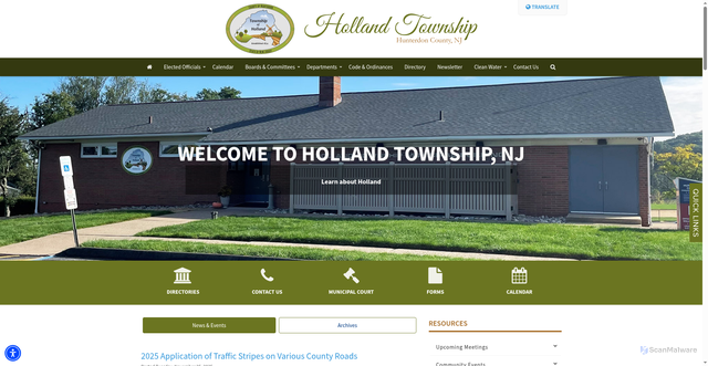 Security scan screenshot of https://www.hollandtownshipnj.gov/